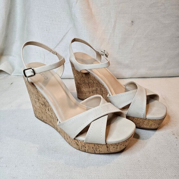 K Studio High Wedge Tan Sandals - Size 10 - Picture 3 of 7